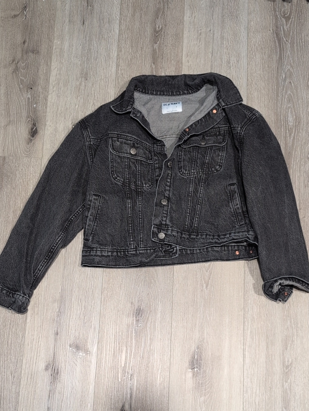 Old Navy Black Washed Denim Jean Jacket